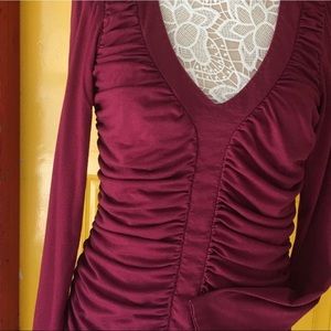 Burgundy Top with soft long sleeves.